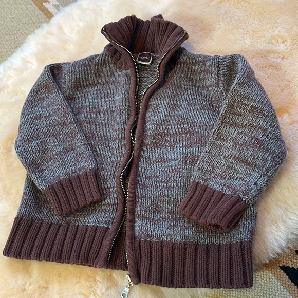 Tea Collection Kids Zip Up Sweater Cardigan Brown and Teal OG Designs - Picture 6 of 9